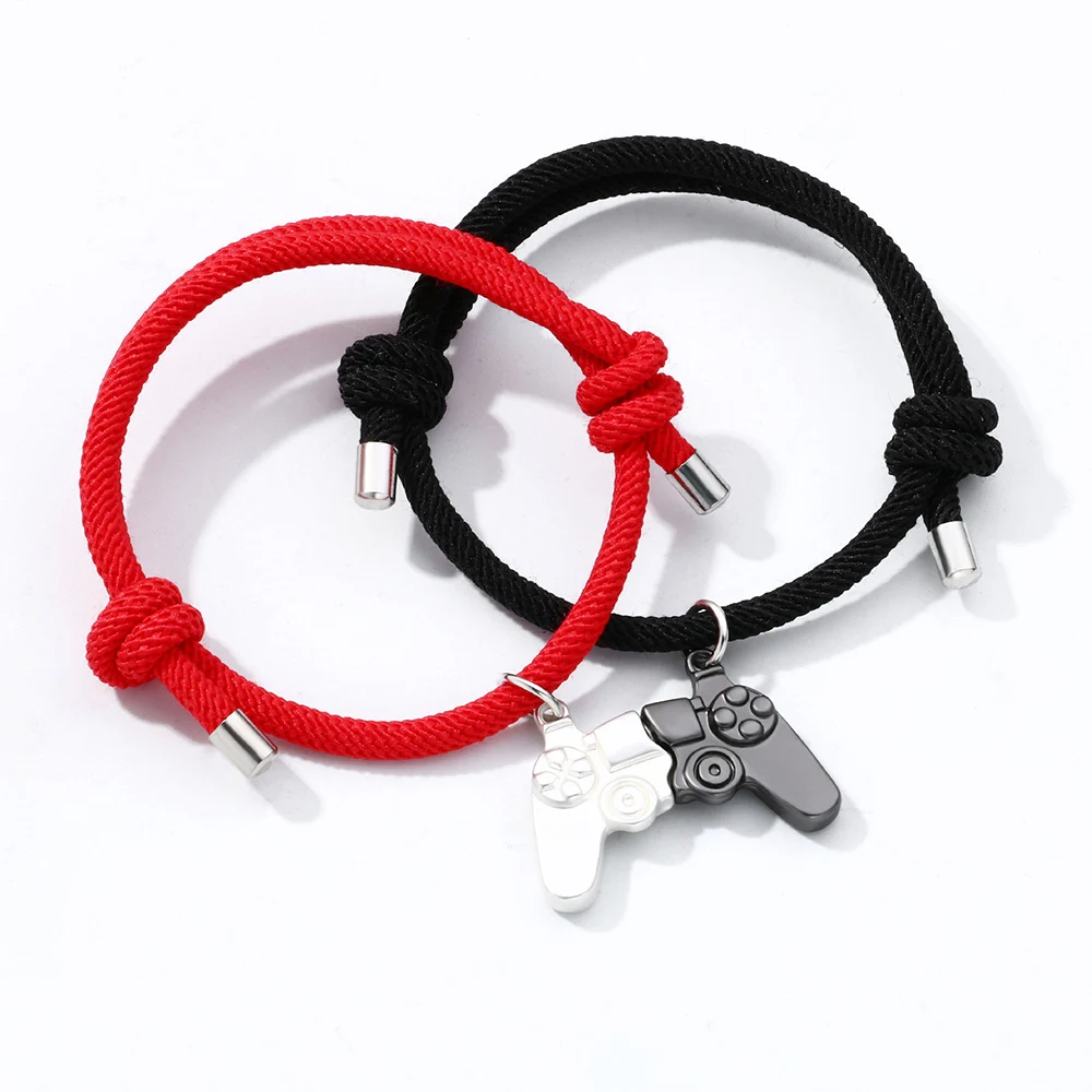 A Pair Fashion New game console handle couple bracelet magnet stone charm bracelet men and women Valentine's Day gift