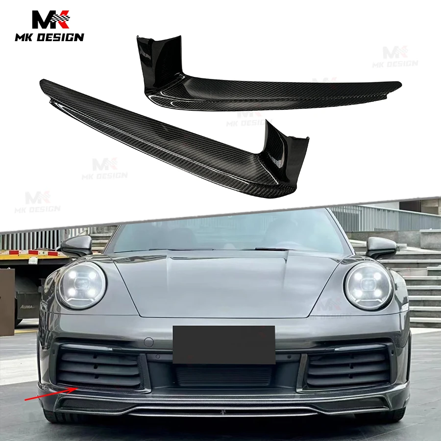Carbon Fiber Front Bumper Splitters Flaps Trim for Porsche 911 992 2019-2022 Front Bumper Canards Car Accessories