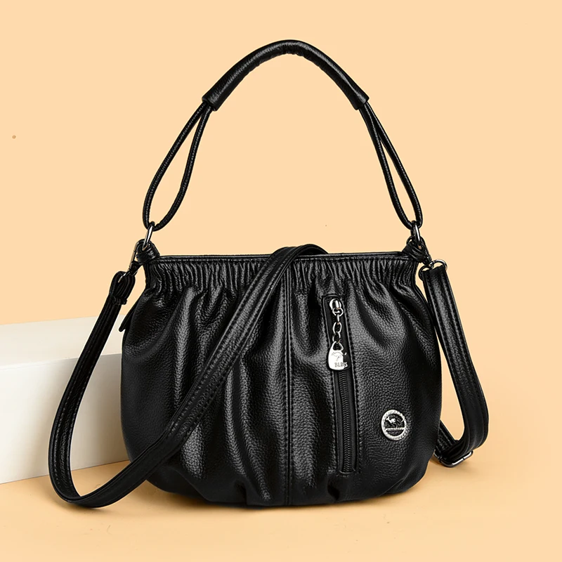 

New Trendy Women's Faux Leather Shoulder Bag Multi-way Crossbody Purse Handbag Spacious Tote with Detachable Strap for Daily Use