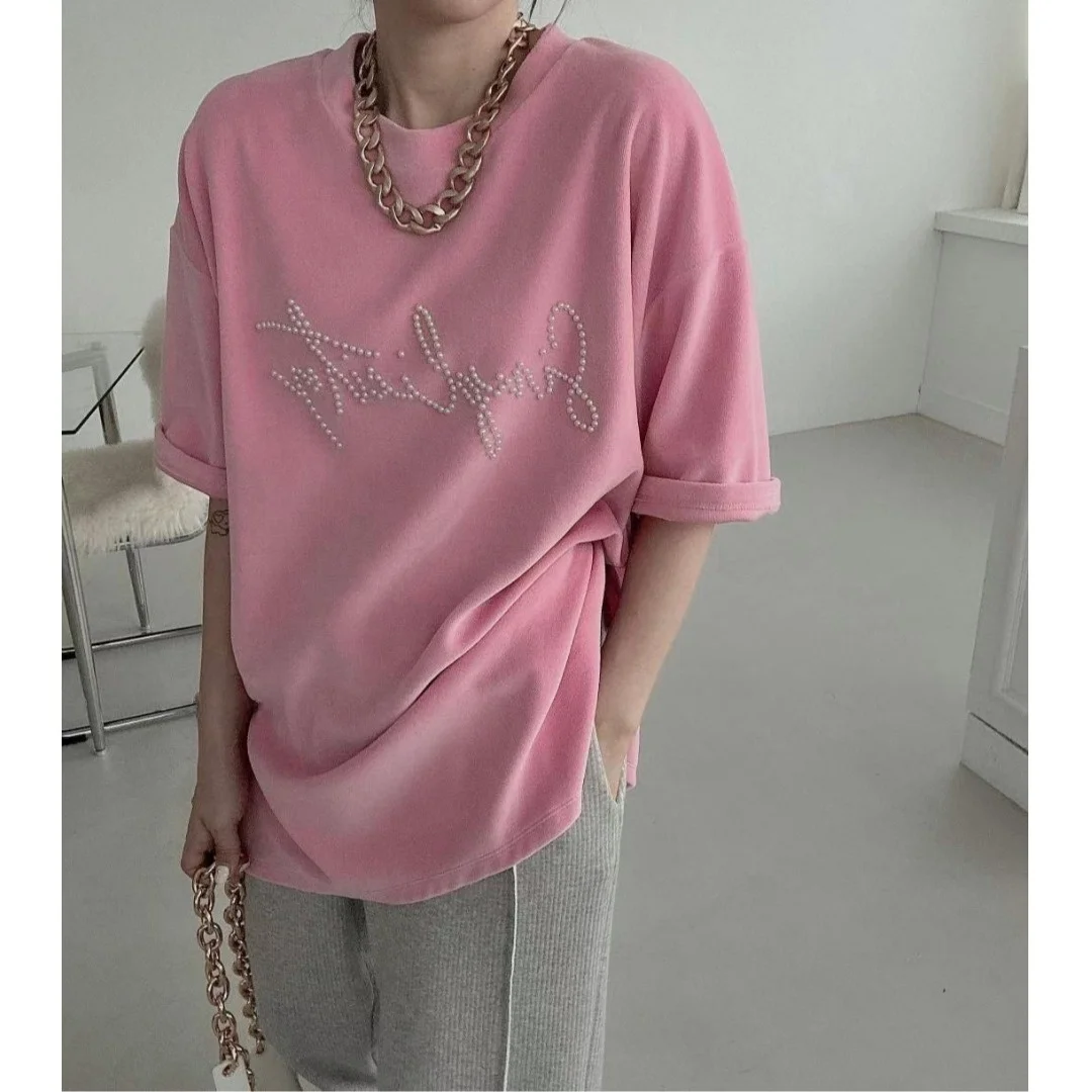 Faionable versátil Color puro con cuentas camiseta coreana Sle suéter de mujer primavera Otoño Invierno ropa interior Casual