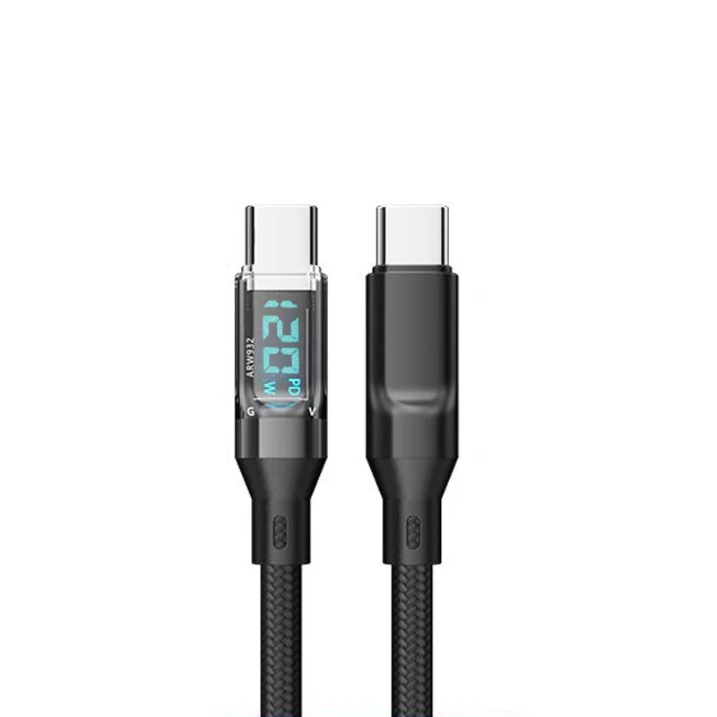 OOZCC LCD Watt-displaykabel, max. 120 W supersnel opladen USB Type C-kabel Gegevensoverdracht, USB A naar Lightning voor IPhone14 Pro