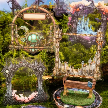 Mr. Paper, Dreamy Castle Scenery Border Stickers, Collage Scrapbook, Photo Album, Diary Decoration,Stationery Stickers10 Pcs/bag