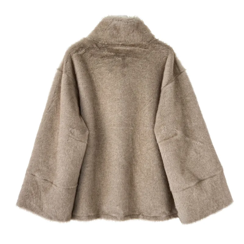 Hksh inverno novas mulheres casaco de pele do falso gola bolsos coreano high-end luxo elegante versátil casual ins jaqueta quente hk17527