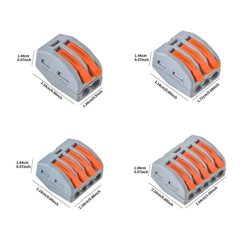 JINH 43pcs Box Electrical Lever Wire Connectors Electric Cable Clamp Mini Quick Wire Terminal Connection Easy for Installation