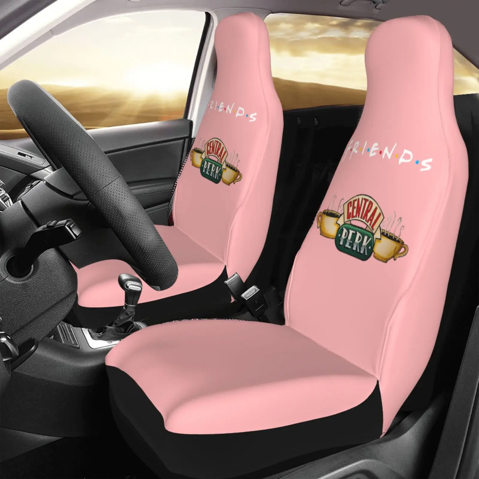 Friends TV Show Car Seat Covers Protection 2 Pcs Auto Seat Covers Pretty Automobile Polyester Cover
