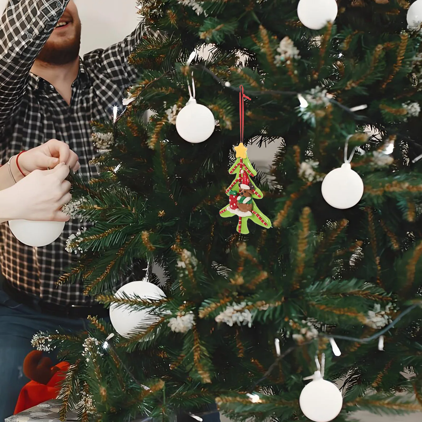 

Joyful Christmas Tree Clay Pendant Ornaments Cute Designs Easy Installation Longlasting Holiday Decorations Xmas Party