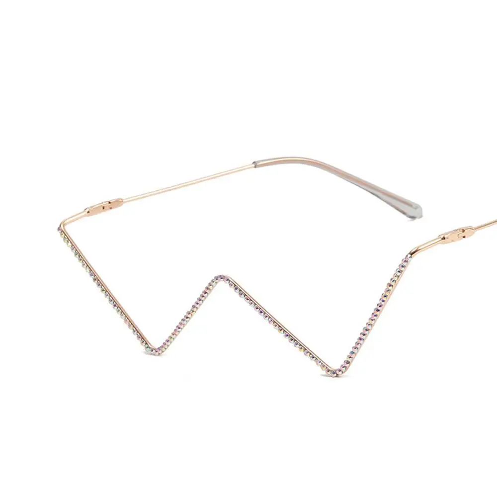 

Rhinestone For Women Eyewear Decoration Metal Fake Glasses Glasses Frame Triangle Glasses Frame Rhinestones Glasses Frame