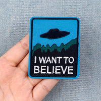 UFO Alien Embroidery Patch I WANT TO BELIEVE Iron On Patches For Clothing Thermoadhesive Patches On Clothes DIY Sew Badges