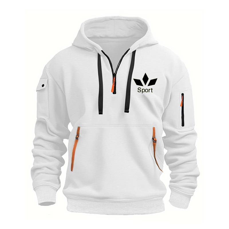Men's Hoodie Multi Pocket Zipper Casual Sports Hoodie Men/Women Plus Size Loose Pullover Fashion Sweatshirt Long-Sleeve tops
