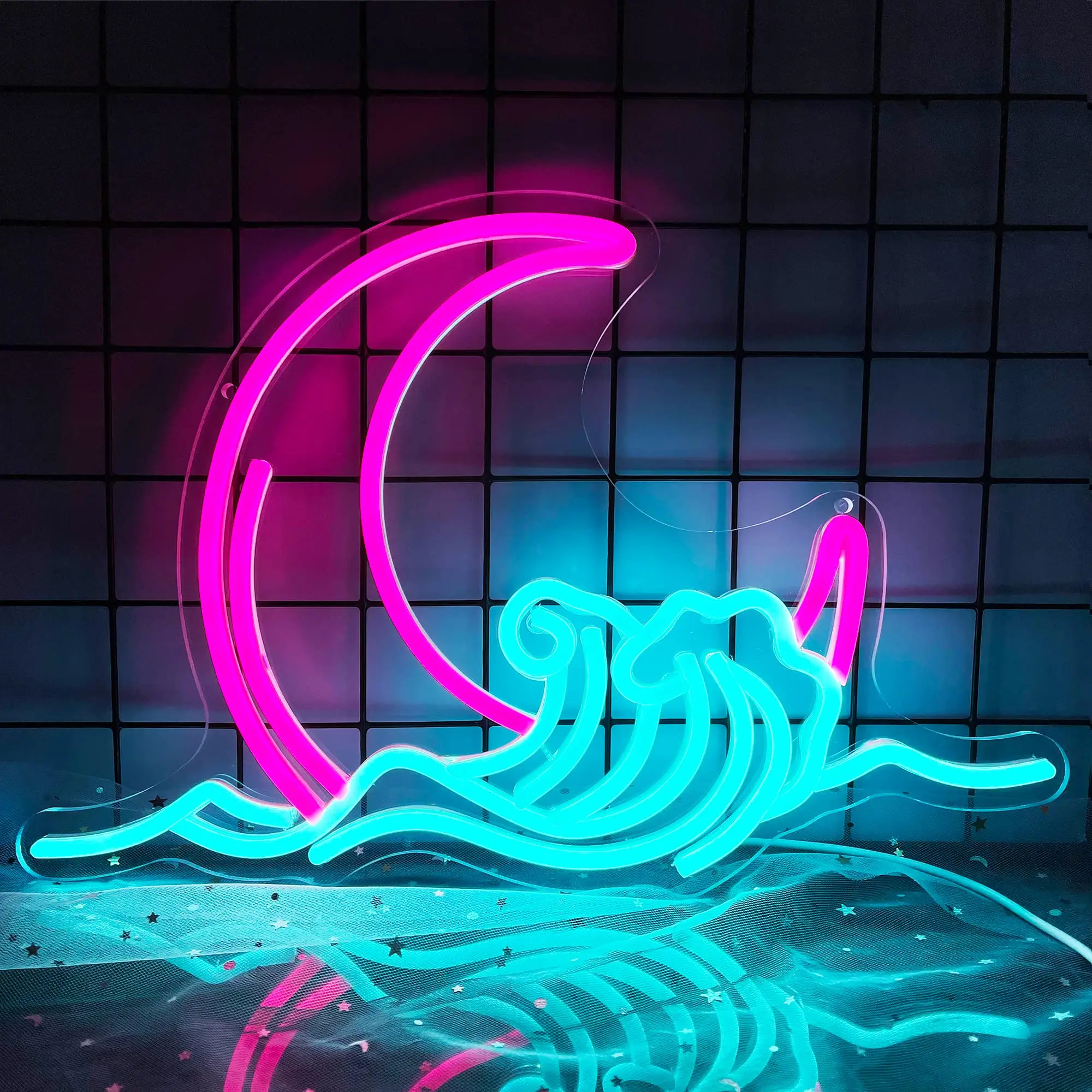 

Moon Wave Neon Sign Llluminated Sign LED Silent Hill Party Lights House Room Background Wall Decorative Logo