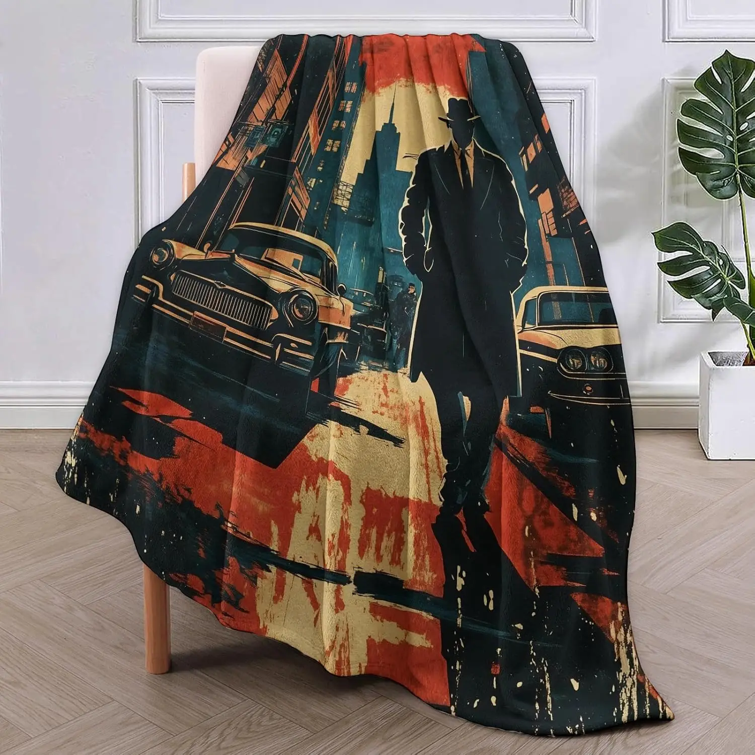 Noir Detective Blanket Gifts for Women Crime Flannel Blanket, Soft Warm Lightweight Throw Blankets for Bed Couch Custom blankets