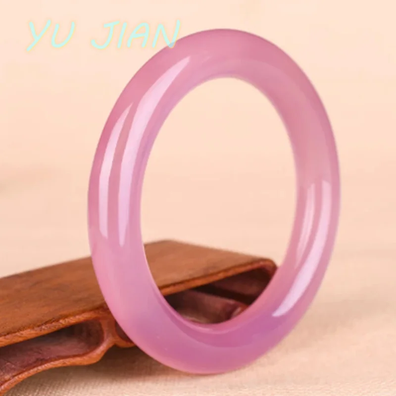 Natural High Quality Pink Original Ecological Pattern Handcarved Jadeite 10mm Round Jade Bangle Bracelets Handring Fine Jewelry