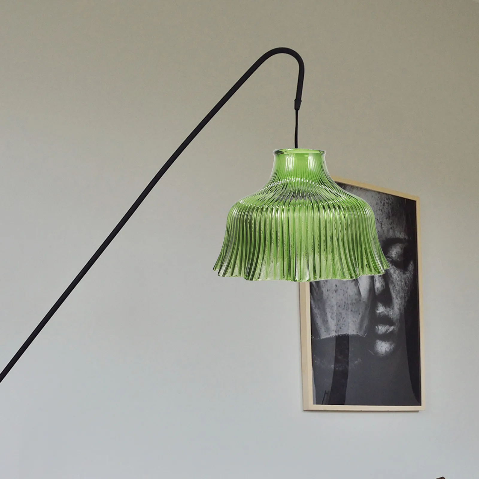 Thick Green Glass Pendant Light Shade Crisp Rippled Design Lampshade for Kitchen Bedroom Bathroom Ceiling Hanging Lamp Light