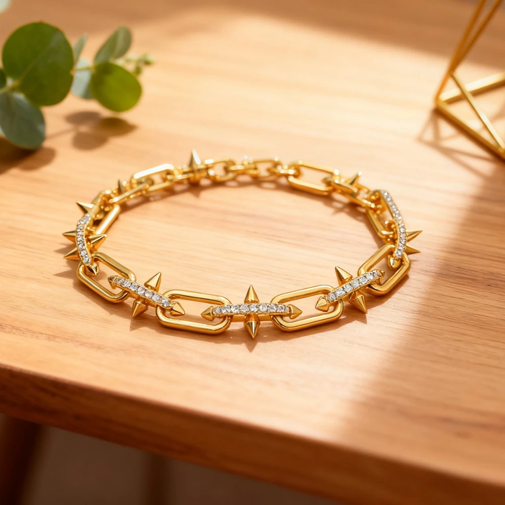 

Premium Jewelry Luxury Fashion Rock Rivet Diamond-Designed Bracelet - High-Quality Steampunk Party Jewelry For Women