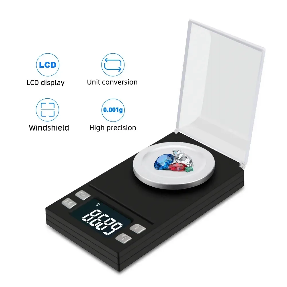 Básculas de bolsillo básculas electrónicas de precisión 0,001 LCD joyería Digital hierbas medicinales peso de laboratorio báscula de miligramos 20g