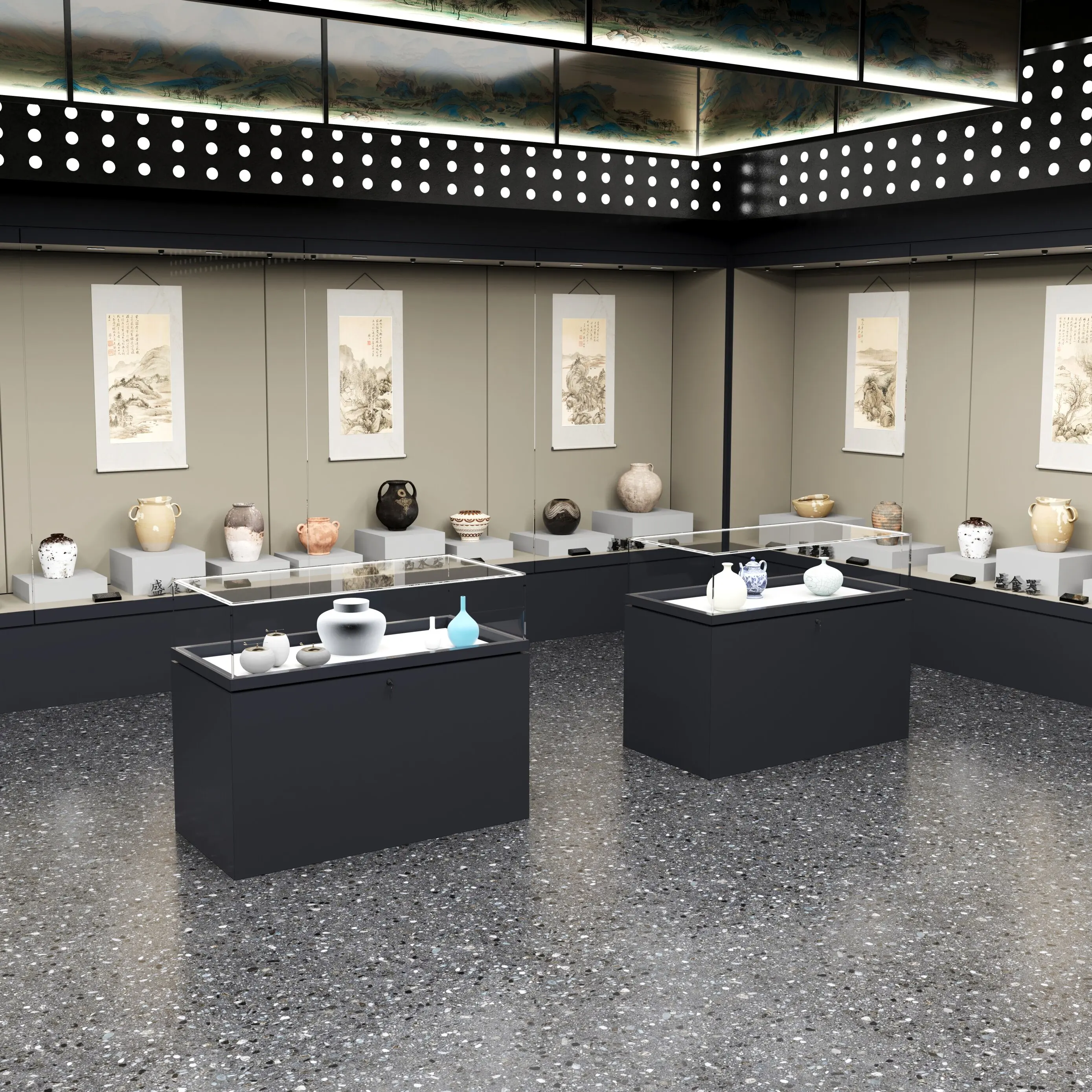 Display cabinet Cultural relics Products Display cabinet Antique through cabinet Jade glass Calligraphy and painting collection