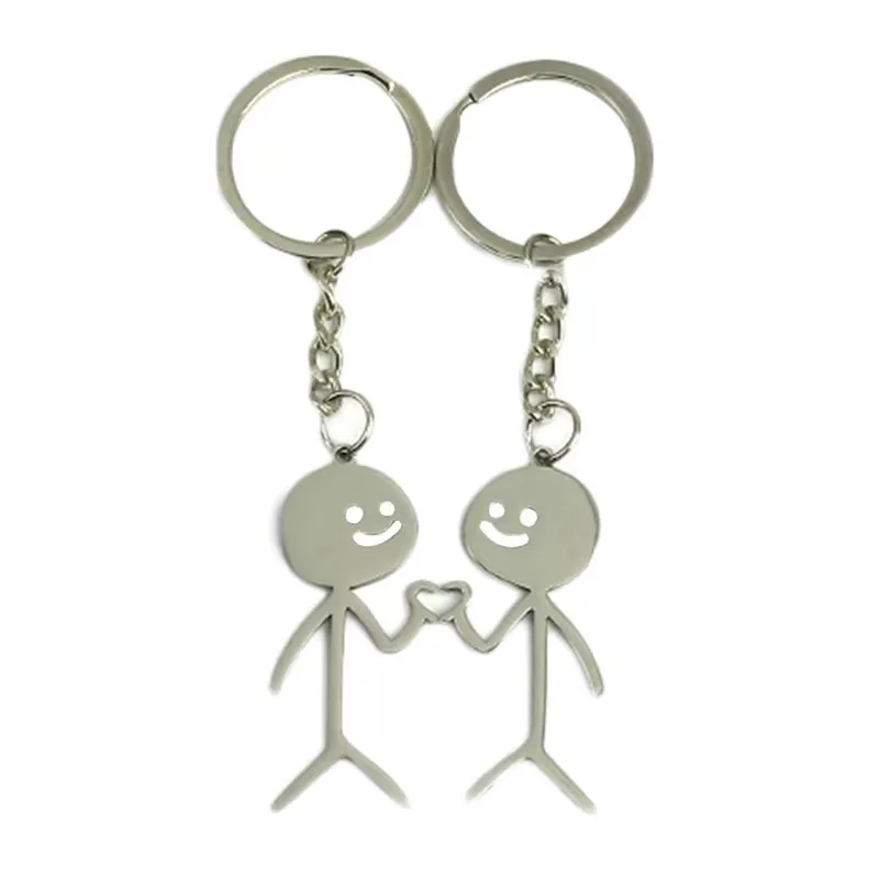 Stickman Bijpassende Hart Sleutelhanger Voor Mannen, Schattige Legering Sleutelhanger, Ring Tas Tas Rugzak Hanger Decoratie, Valentines Cadeau