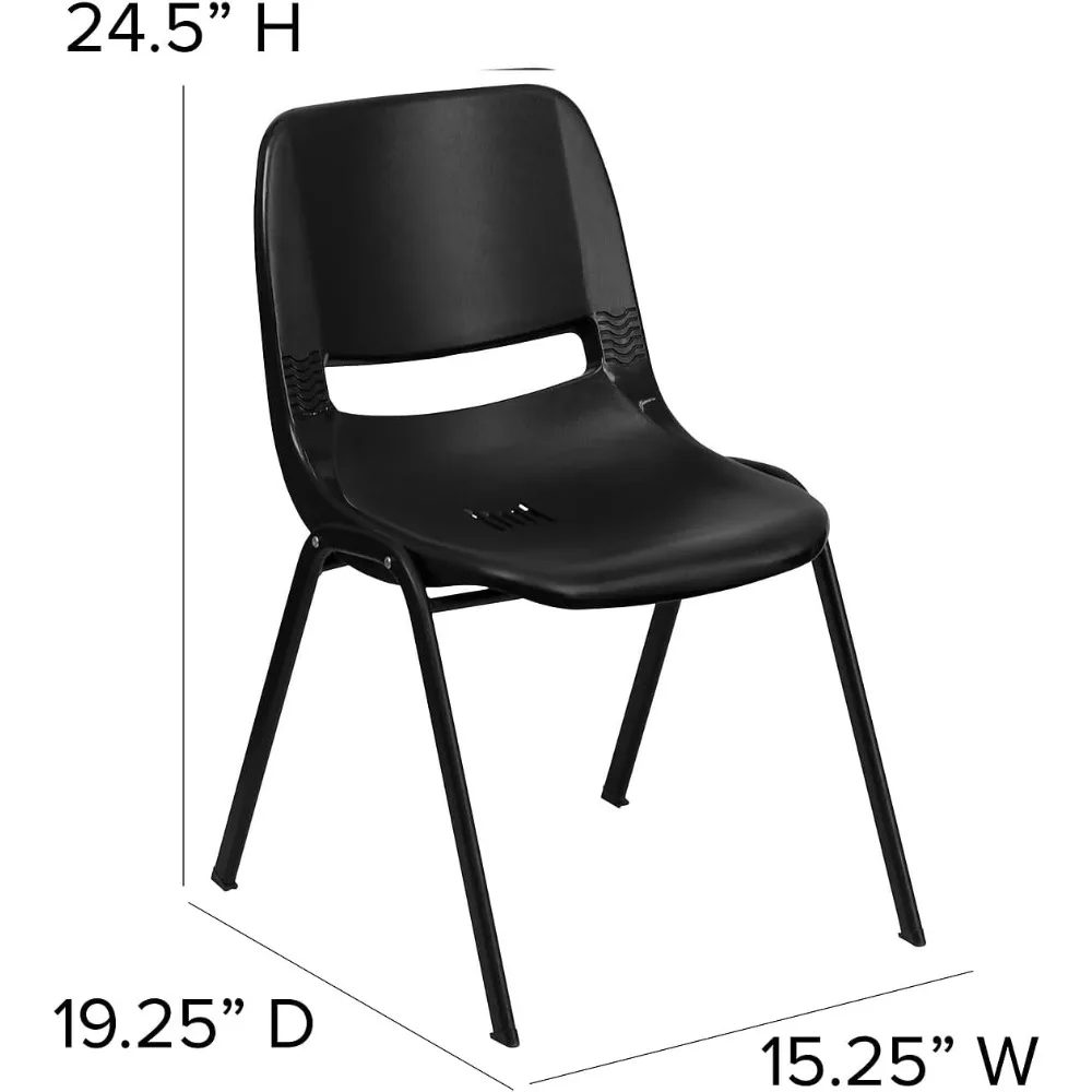 Série 5 Pack Series, 440 Lb Kid's Ergonomic Shell Stack Chair, cadeiras escolares, moldura preta, 14 ", Capacidade