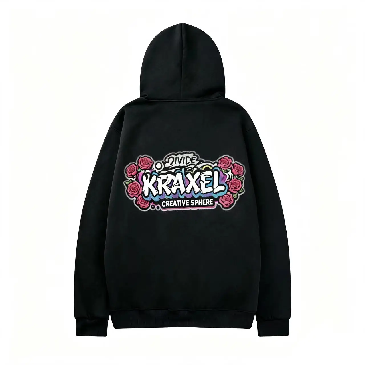 Rose Graffiti Graphic Zip‑Up Hoodie, Men Hip‑Hop Streetwear Loose Fit Zip Hooded Sweatshirt Casual Outerwear