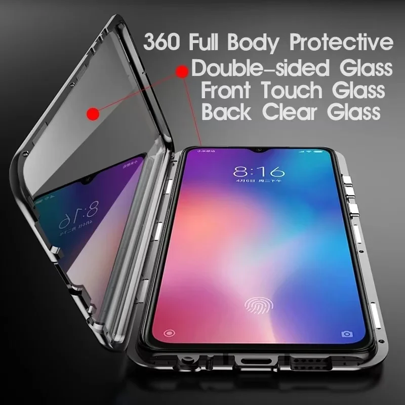 360 Double Sided Magnetic Glass Case For Samsung Galaxy A16 A55 A35 A15 A54 A17 A36 S23 S24 FE S25 Plus Ultra Metal Cover Coque