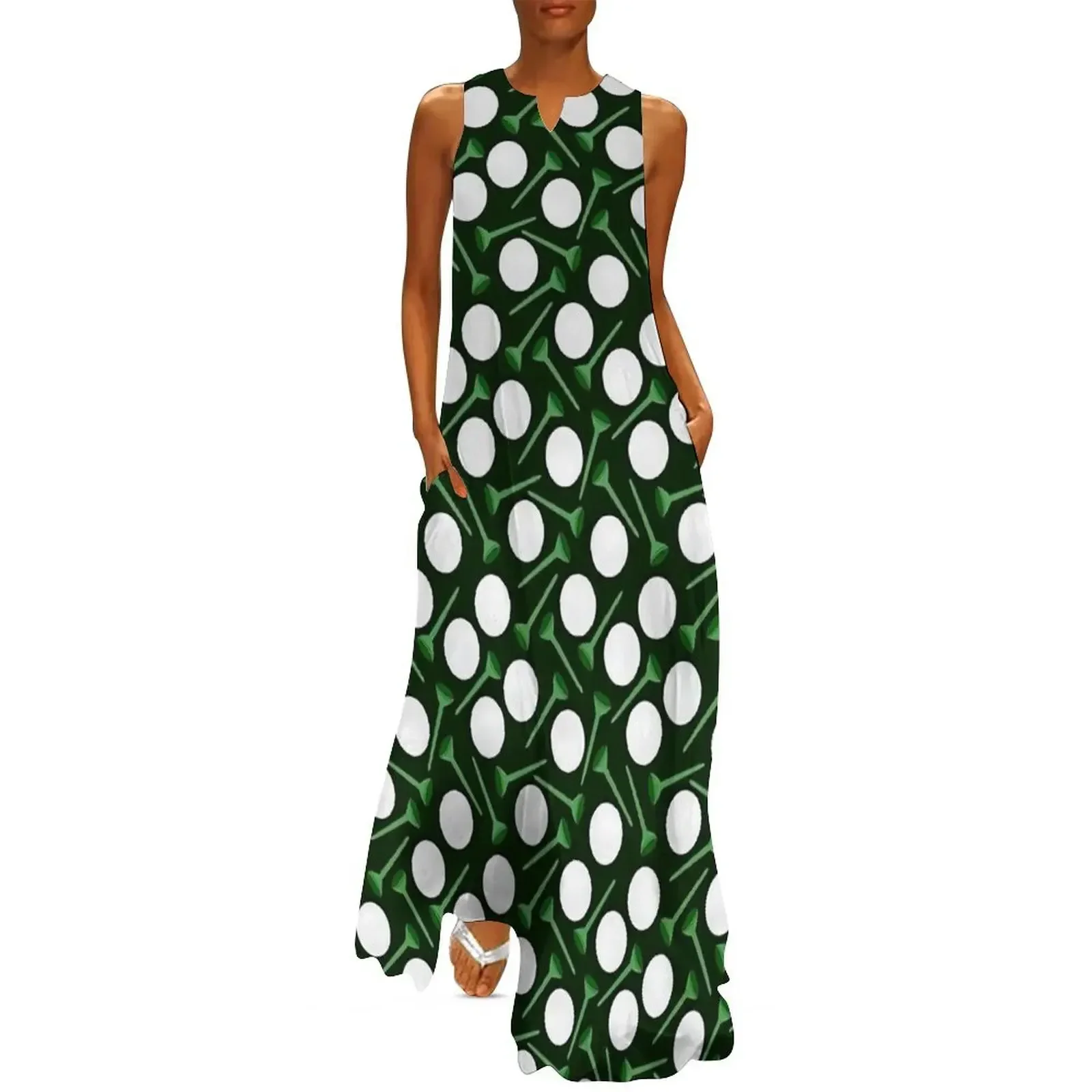 

golf balls and tees in green Long Dress Female clothing Elegant gown evening dresses ladies Dress