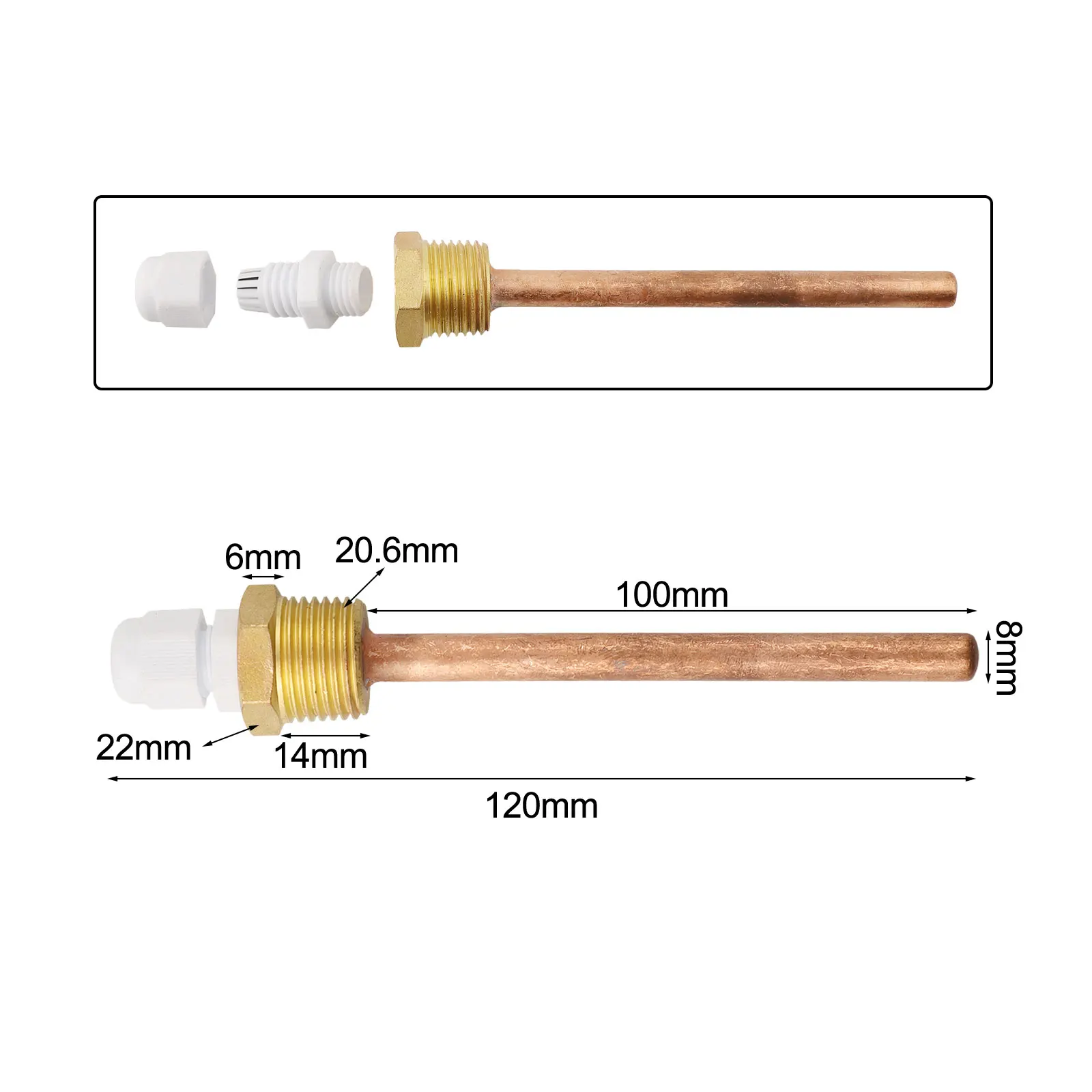 1 peça 42-300mm thermowell latão 1/2 para rosca bsp g fácil instalação para acessórios de sensor de temperatura