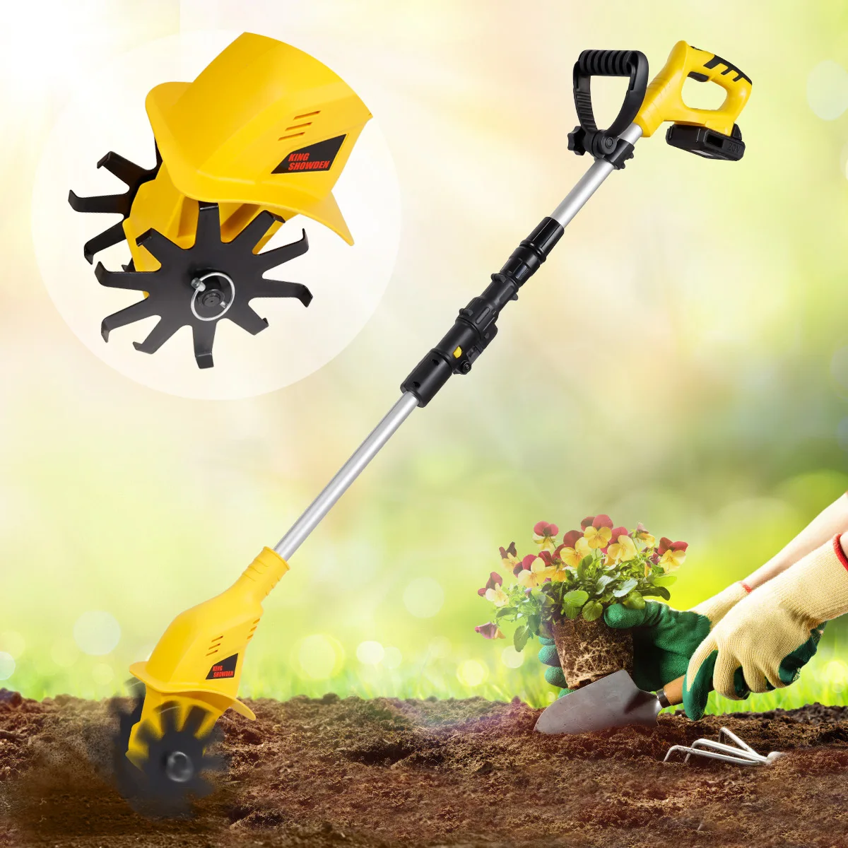Elétrica Handheld Jardim Weeder Mini Tiller Rotary Tiller Escavadeira Cultivadora Cultivador Trator sem Fio Estripador de Jardim 20v