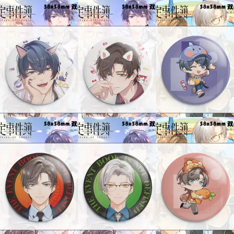 Love Mobile Game Undecided Event Book Cartoon Characters Double Flash Badge Metal Brooch Badge Prop Backpack Clothing Decoration