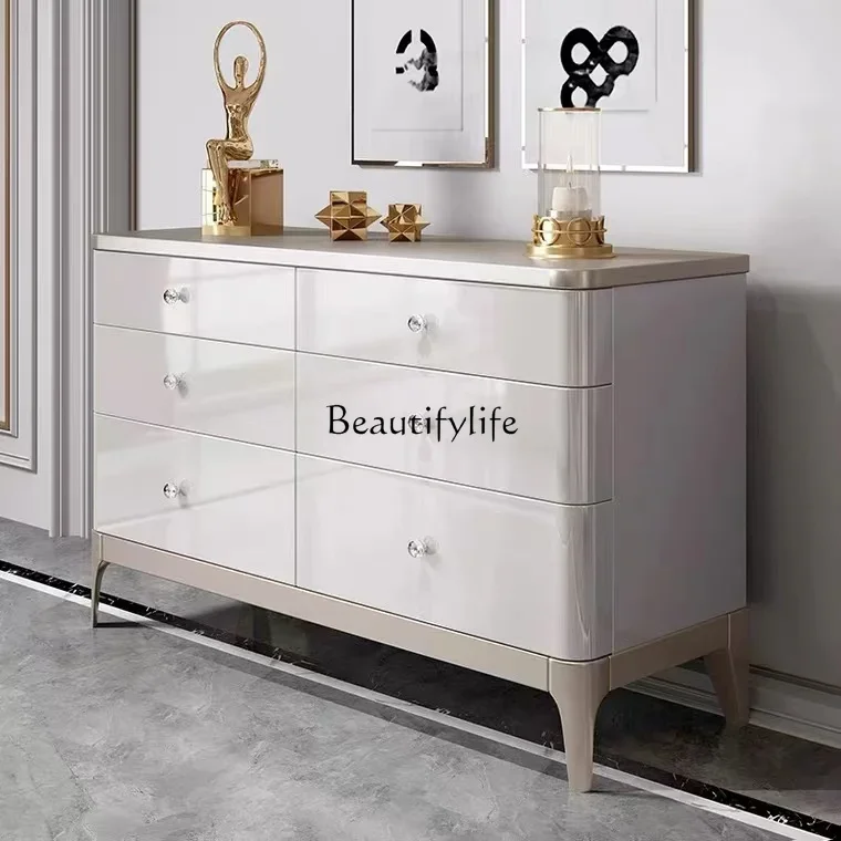 

yj5 American solid wood dining side cabinet Modern light luxury foyer Entry porch cabinet Villa restaurant