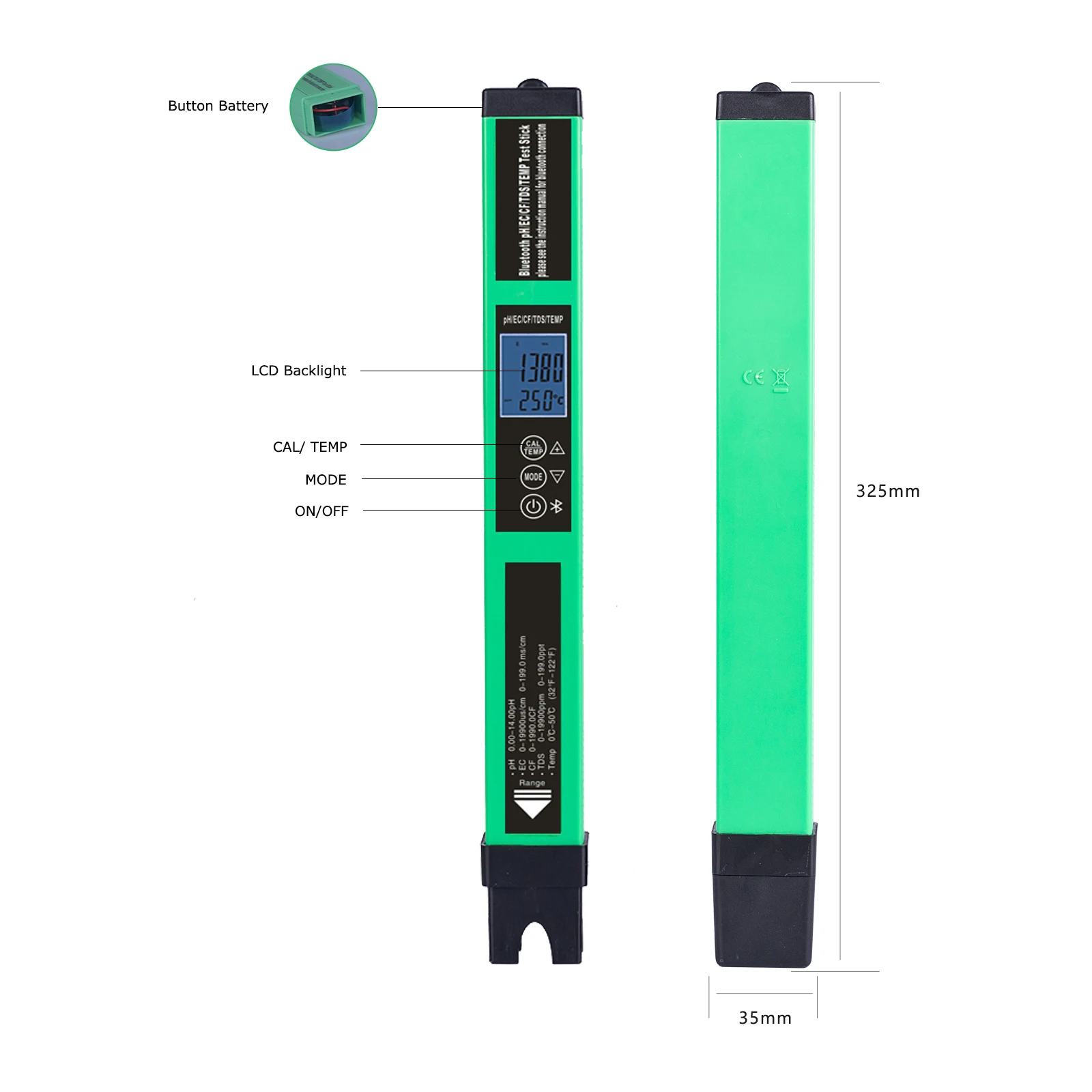 Cyfrowy ph-metr 5 w 1 Tester jakości wody Tester Smart BT pH/EC/TDS/CF/Temp do hydroponiki wody pitnej w akwarium