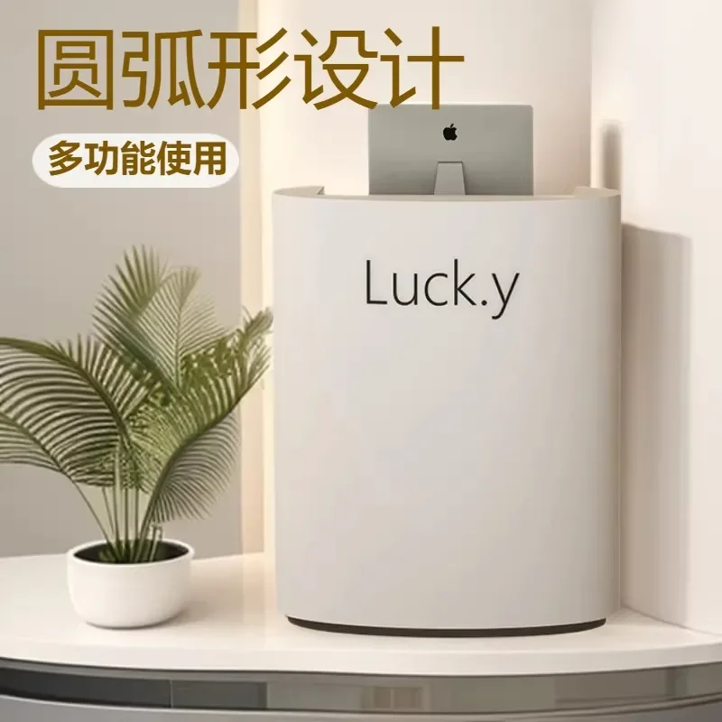 Modern Small Reception Desk Bar Counter Info Guide Table Simple Front Office Checkout Station for Shop Welcome Area