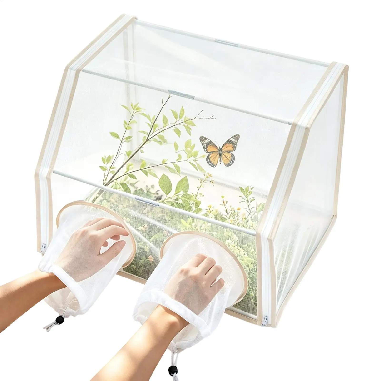 Butterfly Habitat Cage Portable Drawstrings Observation Tent Butterfly Terrarium for Kid Boy Girls Backyard Outdoor Home Indoor