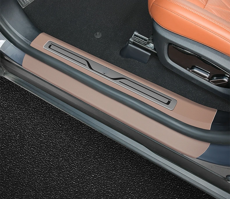 Suitable For BYD Tang EV DMI DMP 2021 2022 2023 Leather Threshold Strip Rear Guard Welcome Pedal Decorative Stickers