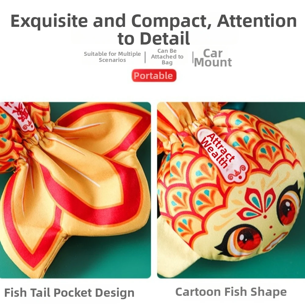 Cute Chinese Style Cartoon Koi Sachet Bag Handmade Ancient Good Luck Pouch Hanging Embroidery Money Bag the Dragon Boat Festival