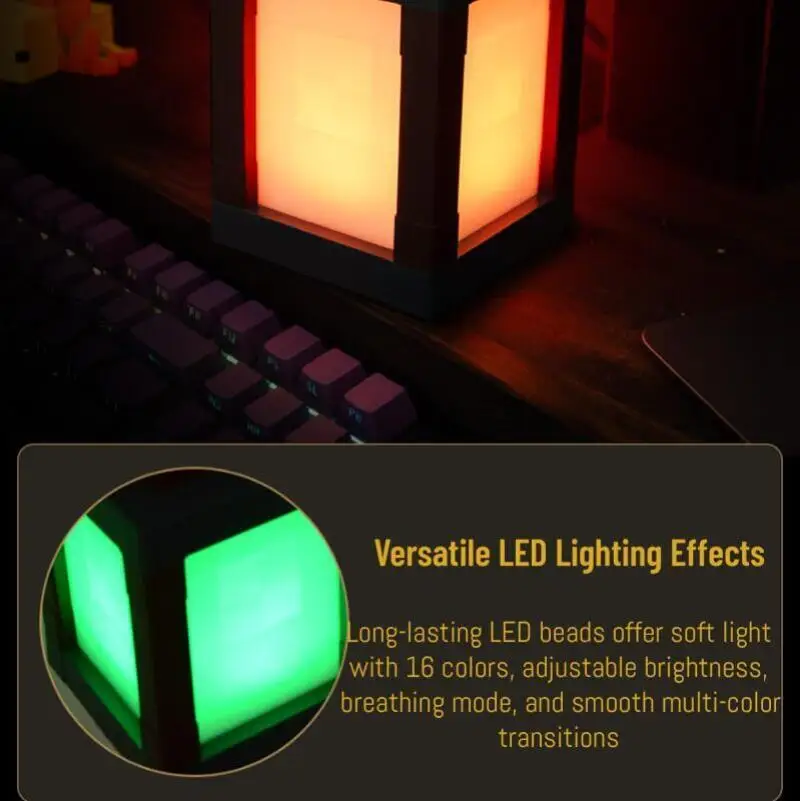 Luminous Lantern Nightlight Rechargeable Game Pixel Light Surrounding Children'S Bedroom Atmosphere Light Home Decor Ornament