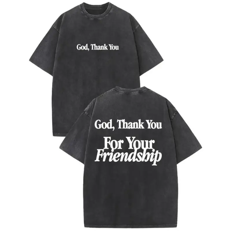 

God Thank You T-Shirt, Christian Faith Graphic Tee, Women's Men's Vintage Retro Religious Top, Cute God Is My Friend Shirt