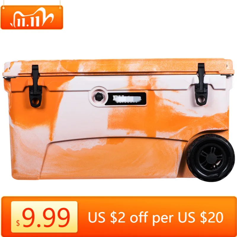 Kuer 70QT Portable Large Ice Chest Cooler for Camping Picnic Fish & Fruit