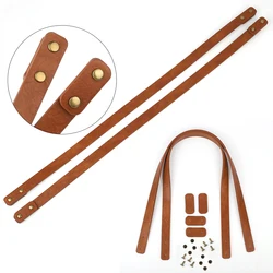 Vintage Soft Leather Bag Strap Handle Shoulder Belt Band Detachable Bronze Hardware Rivet Bag Handles for DIY Bag Accessories