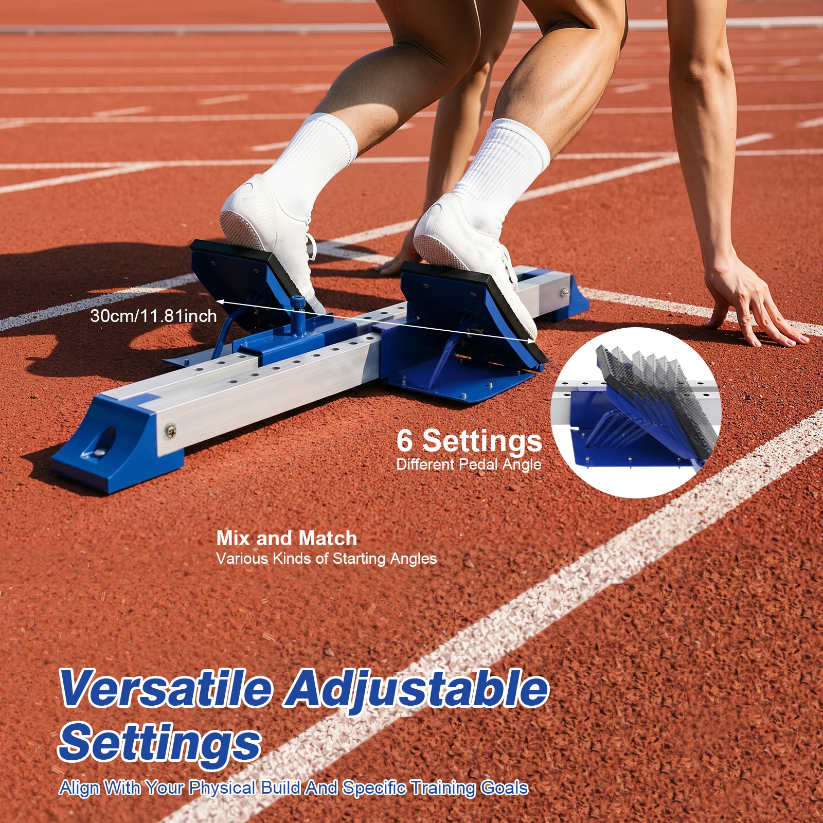 Adjustable Aluminum Alloy Starting Block – Lightweight 6.28lbs, 21 Front & Rear Positions, 6 Pedal Angles, Non-Slip Spikes, Durable for Sprint Training, Easy Carry, Ideal for Track & Field Athletes and Runners