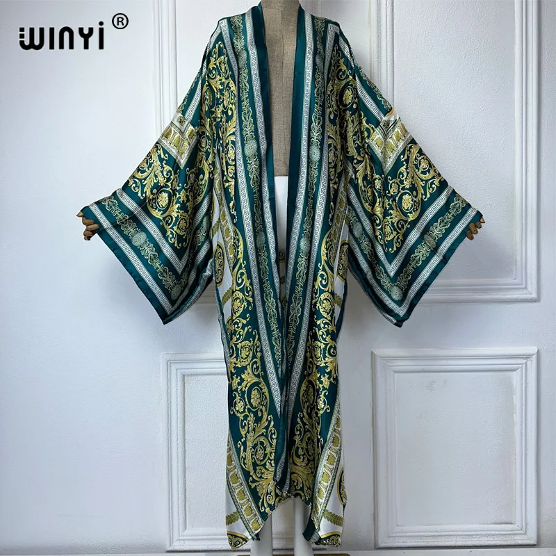 WINYI Women Bohemian boho print elegante abito Casual cardigan africano capispalla per le donne Summer Sexy Lady Swimwear kimono