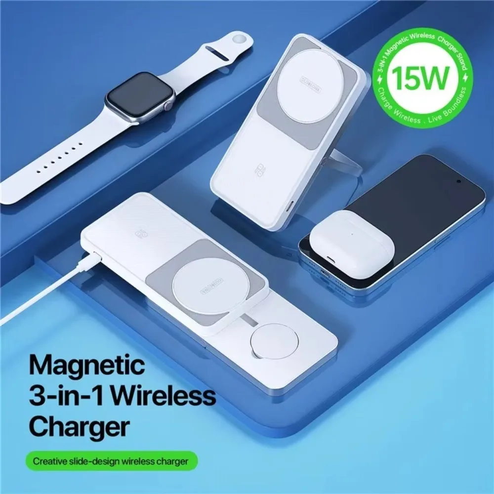 

15W Wireless Charger for iPhone / Airpods / Apple Watch 3-in-1 Sliding Charging Station Stand