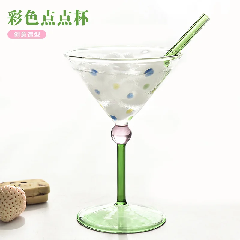 1 PC 150ML 5oz Ice Cream Cocktail Glass Champagne Flutes Cups Dessert Party Goblet Bar Drink Cup with Candy Point Green Stem