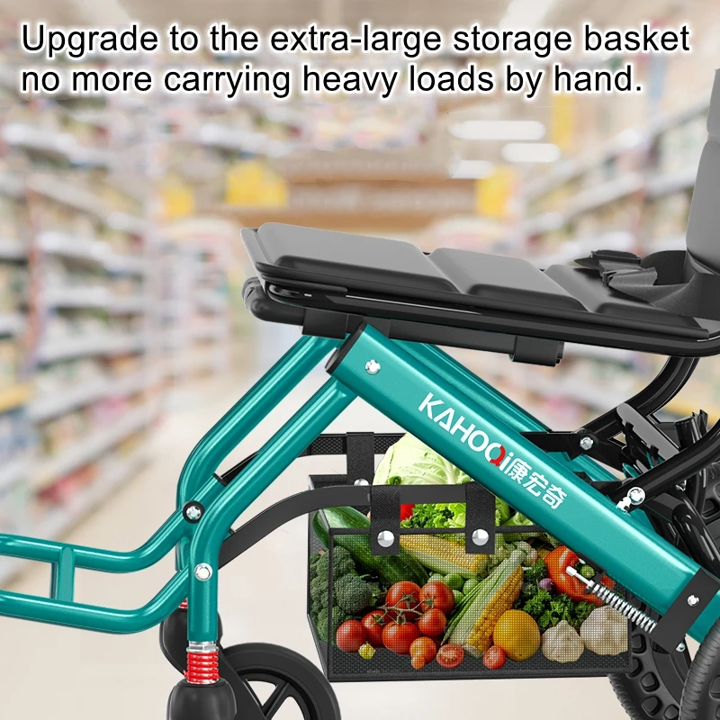 Folding Lightweight Wheelchair for Seniors Travel Stroller for the Elderly with Handlebar