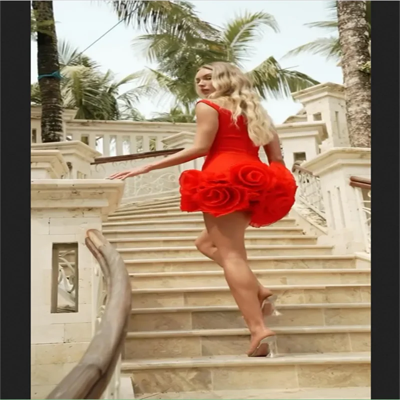 فساتين نسائية قصيرة مصنوعة يدويًا من الزهور العاجية لحفلات العودة للوطن لحفلات سويتي للنساء فستان صغير مثير لحفلات الكوكتيل وأعياد الميلاد حسب الطلب