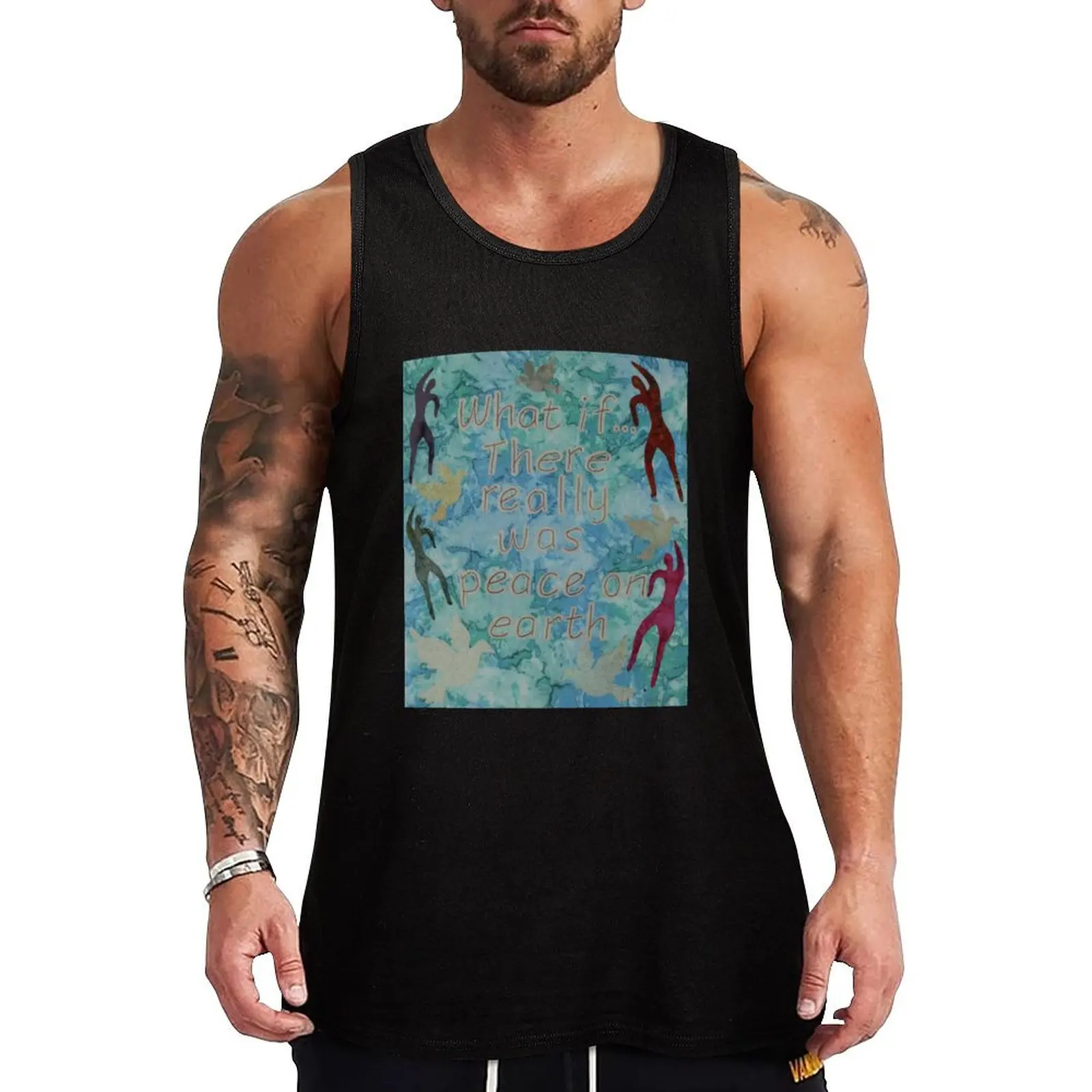 What if There Really Was Peace on Earth Tank Top Vest for boy gym t-shirts man Men sleeveless tee