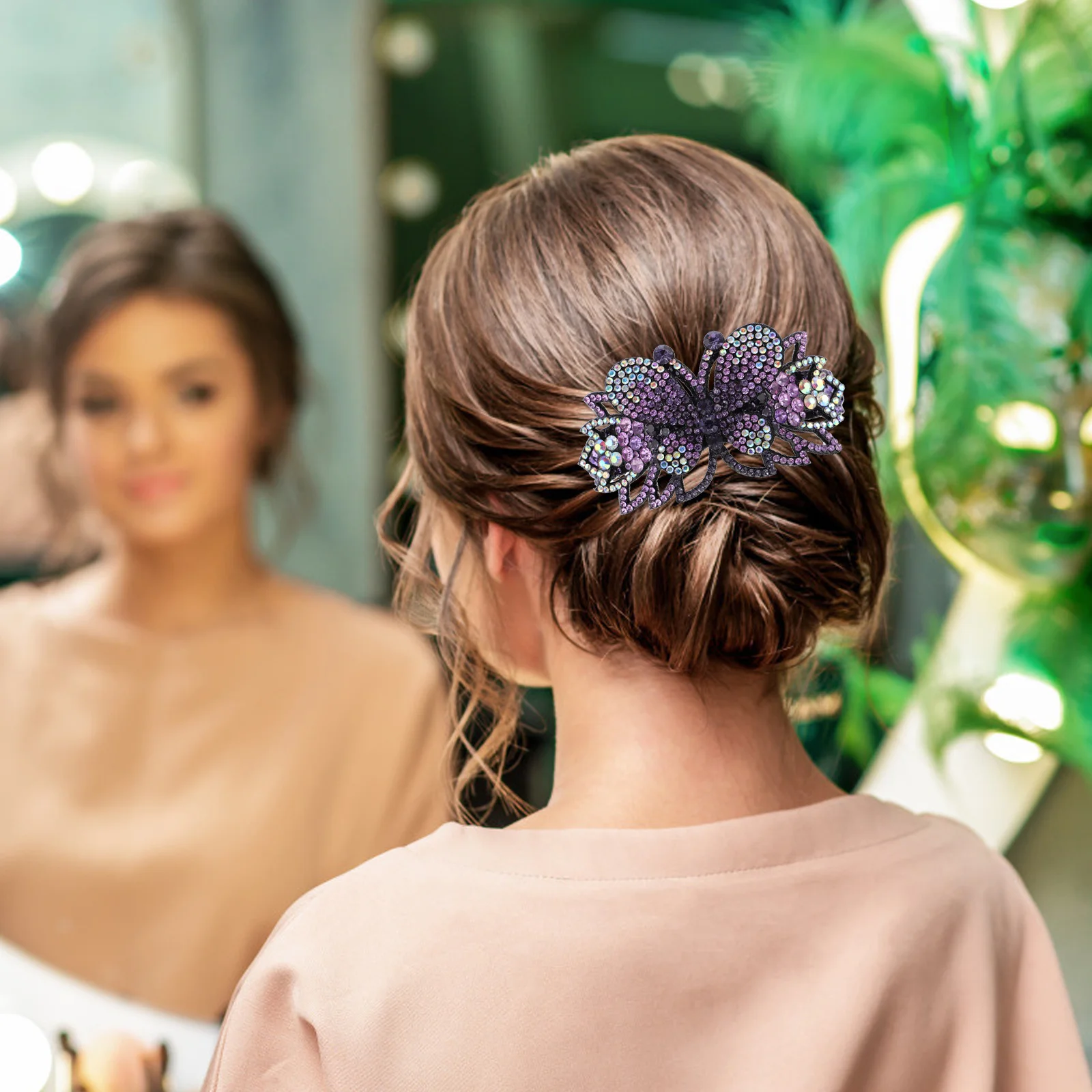 

1pcs Hair Claw Clip Rhinestone Decor Women Headdress Jaw Clamp For Party Wedding Daily Use Lightweight Durable Hair Styling