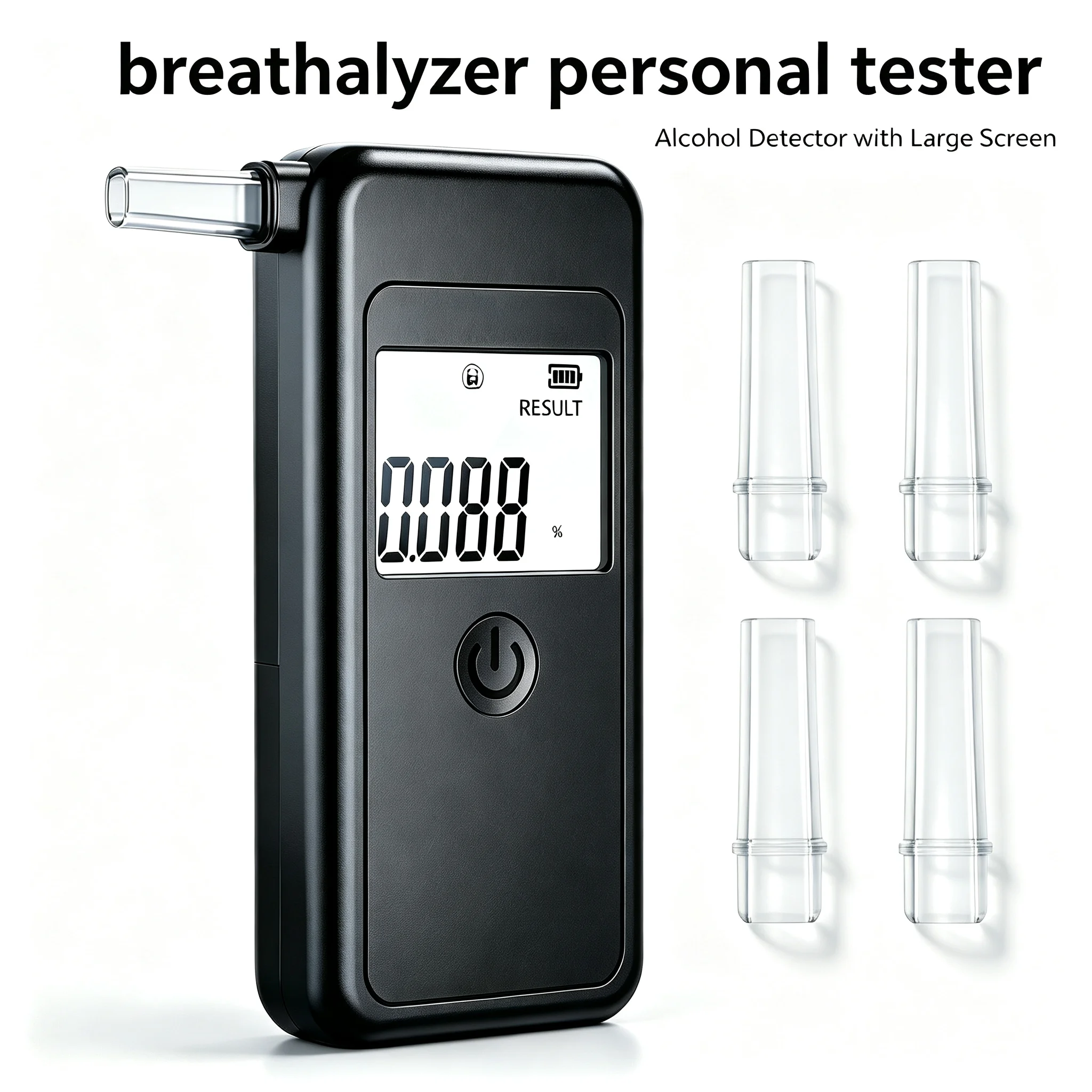 Portable Breath Alcohol Tester with 2.0 Large Backlit Screen, Multi Unit Switching Breathalyzer（Battery not Included）