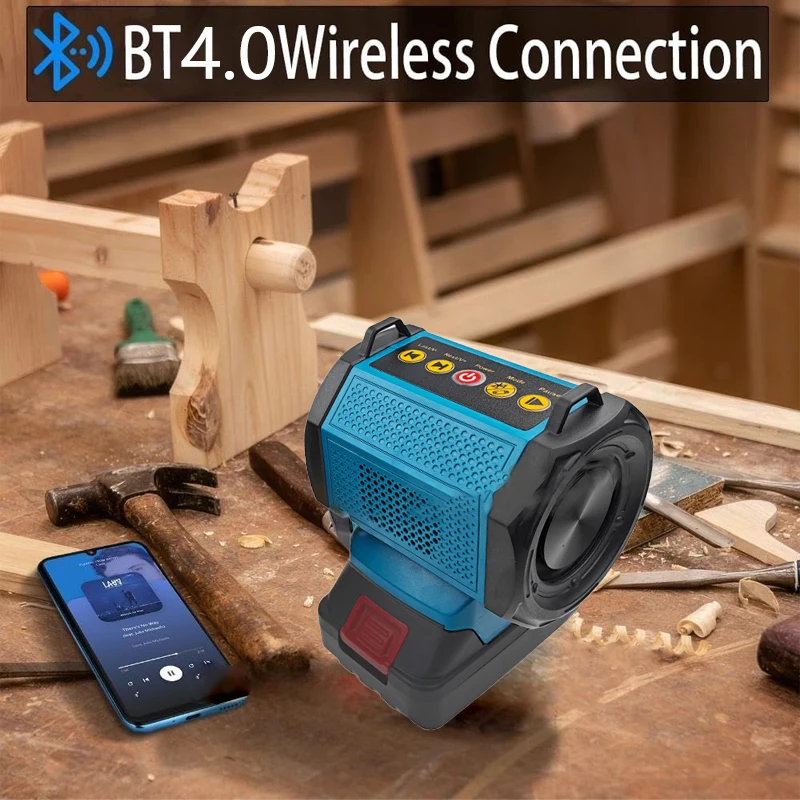 

Outdoor wireless bluetooth speaker, suitable for Makita/Dewalt 18V/20V lithium-ion battery, portable speaker, home, car, desktop