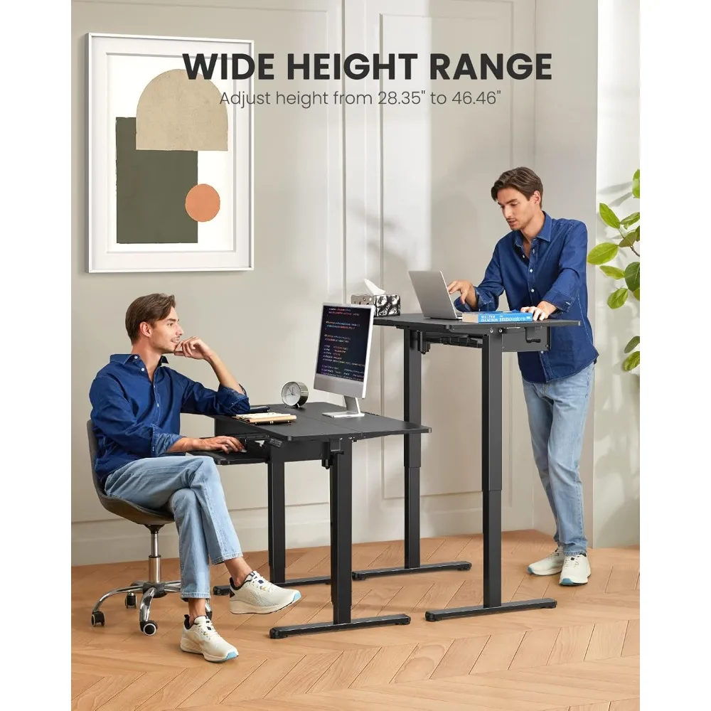 Elektryczny biurko z regulacją wysokości i pełnowymiarową półką na klawiaturę dla domowego biura i komfortu ergonomicznego