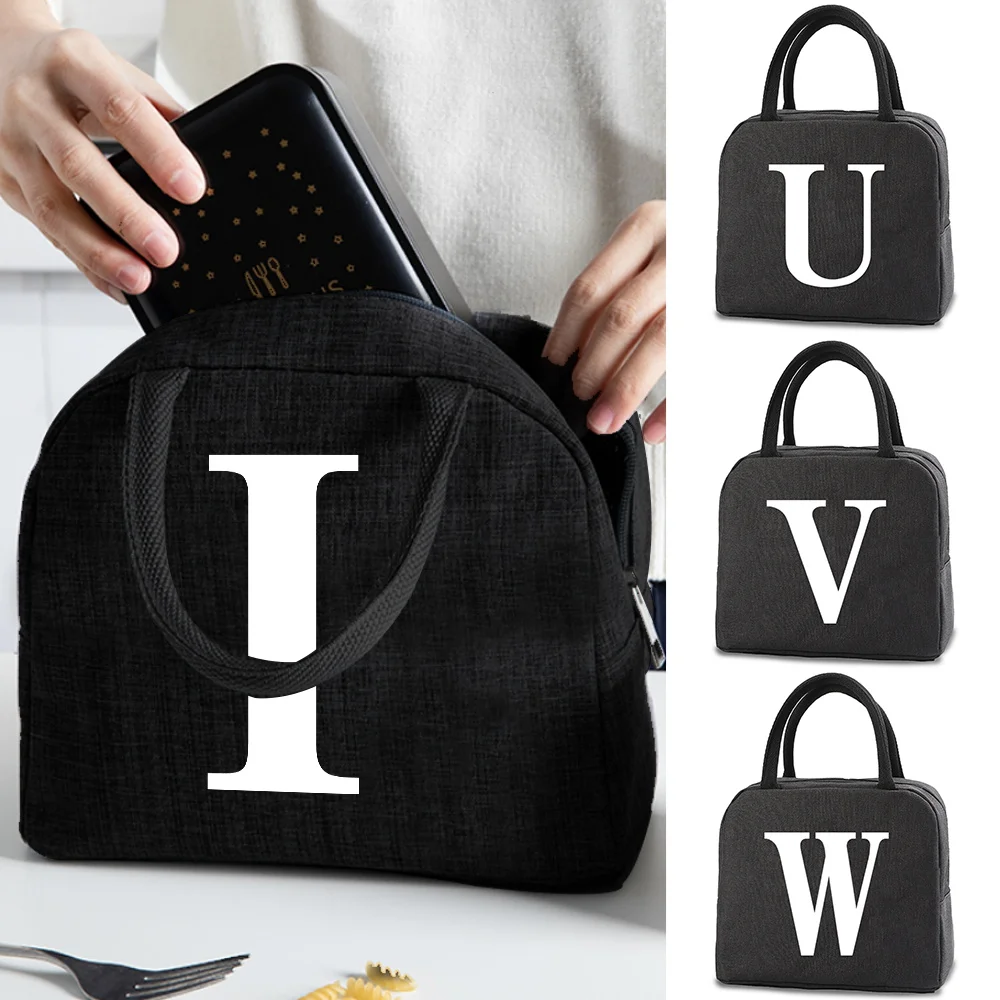 

Fashion New White Letter Pattern Insulated Food Picnic Bag Insulated Bag Portable Lunch Box Outdoor Aluminum Foil Bag.